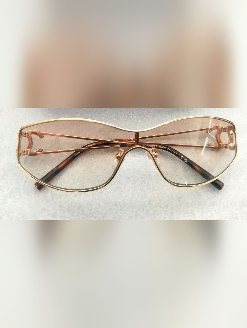 CHANEL Rhinestone CC Logo Golden Tone Sunglasses - Picture 11 of 16